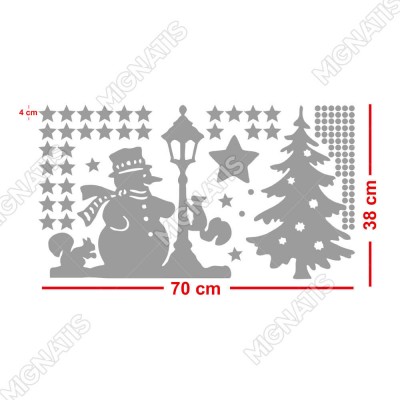 Neşeli Kardan Adam Yıldızlar ve Kar Taneleri Yılbaşı Süslemeleri