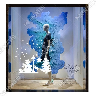 Neşeli Kardan Adam Yıldızlar ve Kar Taneleri Yılbaşı Süslemeleri