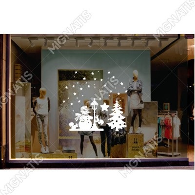 Neşeli Kardan Adam Yıldızlar ve Kar Taneleri Yılbaşı Süslemeleri