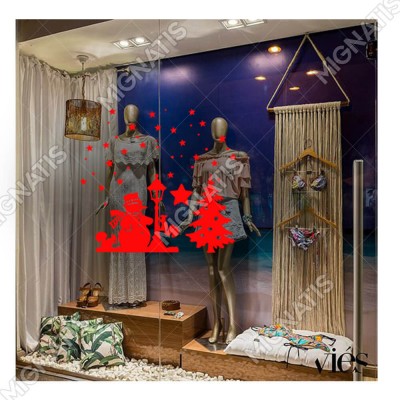 Neşeli Kardan Adam Yıldızlar ve Kar Taneleri Yılbaşı Süslemeleri