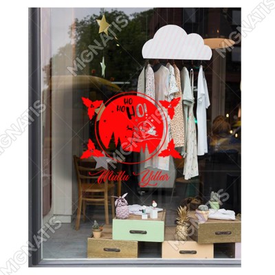 Silindir İçinde Geyik ve Ho ho Ho Mutlu Yıllar Yazısı Yılbaşı Süslemeleri