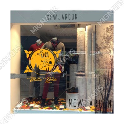 Silindir İçinde Geyik ve Ho ho Ho Mutlu Yıllar Yazısı Yılbaşı Süslemeleri