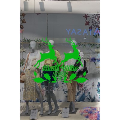 Sevimli Geyikler ve Mutlu Yıllar 2023 Yılbaşı Süslemeleri108x83cm