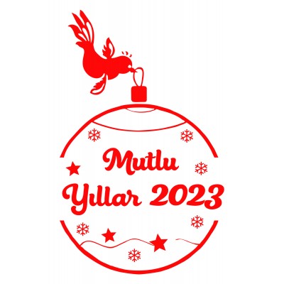 Sevimli Kuş Hediye Paketi Getiriyor 2023 Yılbaşı Süslemeleri 95x57cm