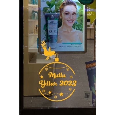 Sevimli Kuş Hediye Paketi Getiriyor 2023 Yılbaşı Süslemeleri 95x57cm