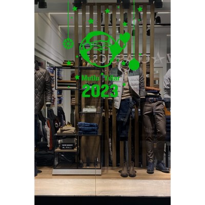 Yılbaşı Süslemeleri Yıldız ve El Sallayan Noel Baba Sticker 101x84cm