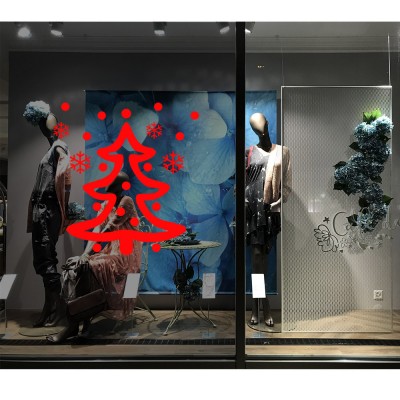 Oval Süslemeli Yılbaşı Ağacı Sticker Çıkartma