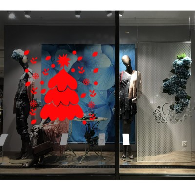 Üstünde Kar Olan Yılbaşı Ağacı Sticker Çıkartma