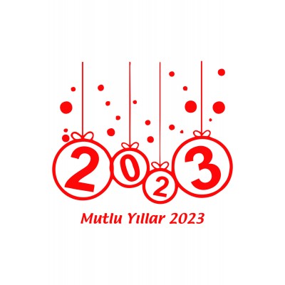 Yeni Yıl Süslemesi 2023 Mutlu Yıllar Yazısı Sticker Çıkartma
