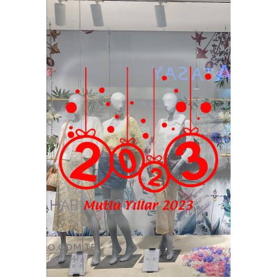 Yeni Yıl Süslemesi 2023 Mutlu Yıllar Yazısı Sticker Çıkartma