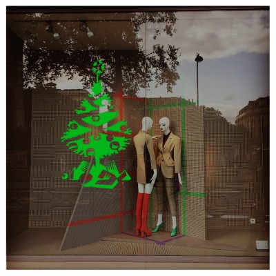 Yılbaşı Süslemeleri Çam Ağacı Ve Hediye Stickerı