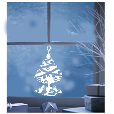 Yılbaşı Süslemeleri Çam Ağacı Ve Hediye Stickerı