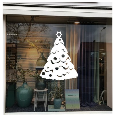 Yılbaşı Süslemeleri Karlı Çam Ağacı Sticker Çıkartma