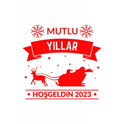 Yılbaşı Süslemeleri Kartaneli Mutlu Yıllar Hoşgeldin 2023 Sticker