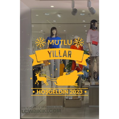 Yılbaşı Süslemeleri Kartaneli Mutlu Yıllar Hoşgeldin 2023 Sticker