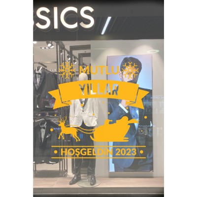 Yılbaşı Süslemeleri Kartaneli Mutlu Yıllar Hoşgeldin 2023 Sticker