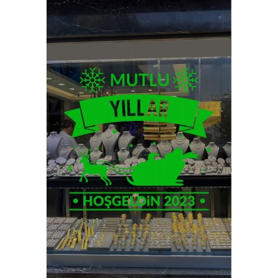 Yılbaşı Süslemeleri Kartaneli Mutlu Yıllar Hoşgeldin 2023 Sticker