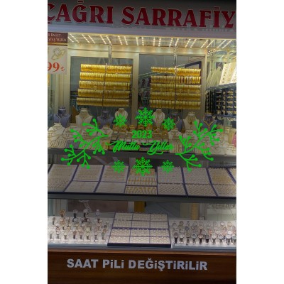 Yılbaşı Süslemeleri Kar Taneleri ve İnce Yaprak Dalları Sticker