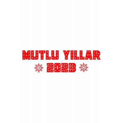 Yılbaşı Süslemeleri Kar Taneleri ve Yıldızlı Mutlu Yıllar Yazısı Sticker