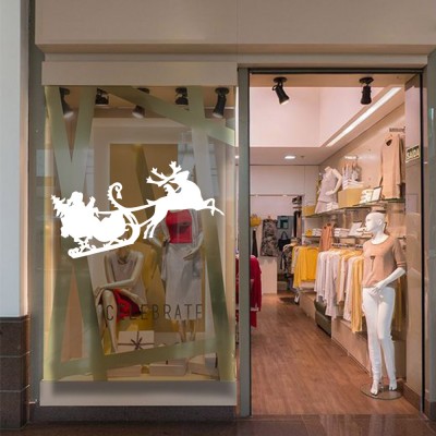 Yılbaşı Cam Süslemeleri Noel Baba Ve Geyik Sticker Yapıştırma