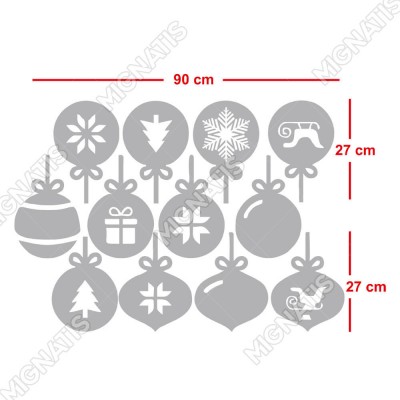 Süsleme Detaylı Salınan Yuvarlaklar ve Kar Taneleri Yılbaşı Süslemeleri