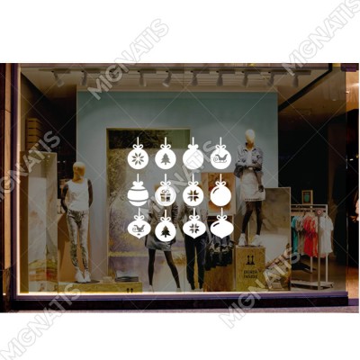 Süsleme Detaylı Salınan Yuvarlaklar ve Kar Taneleri Yılbaşı Süslemeleri