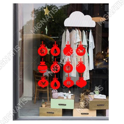 Süsleme Detaylı Salınan Yuvarlaklar ve Kar Taneleri Yılbaşı Süslemeleri