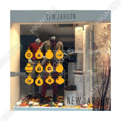 Süsleme Detaylı Salınan Yuvarlaklar ve Kar Taneleri Yılbaşı Süslemeleri