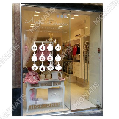 Süsleme Detaylı Salınan Yuvarlaklar ve Kar Taneleri Yılbaşı Süslemeleri