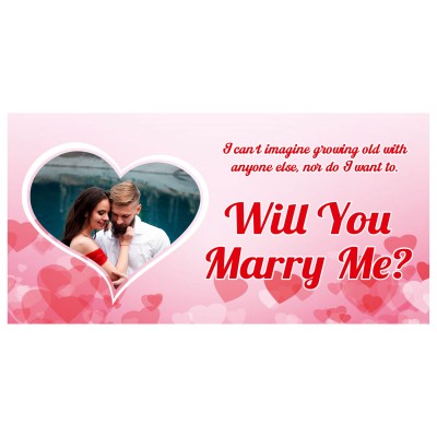 Fotoğraflı İngilizce Kapli Evlilik Teklifi Afişi Pankartı / Marry Me?	