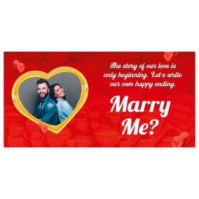 Fotoğraflı İngilizce Evlilik Teklifi Afişi Pankartı / Marry Me?
