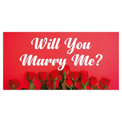 Will You Marry Me? Evlilik Teklifi Afişi Pankartı Gül Desenli