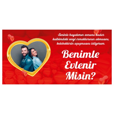 Resimli Evlilik Teklifi Afişi Pankartı / Benimle Evlenir Misin? 	