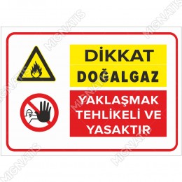 Dİkkat Doğalgaz Yaklaşmak Tehlikeli Ve Yasaktır Levhası