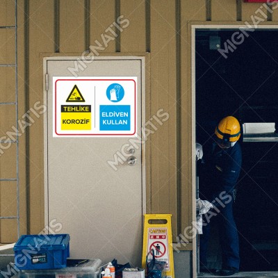 Tehlike Krozif Eldiven Kullan Levhası