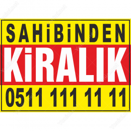 Sahibinden Kiralık Branda Branda Afişi (Sarı Kırmızı Renk)