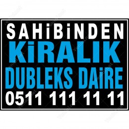 Sahibinden Kiralık Dubleks Daire Branda Afişi (Siyah Mavi Renk)