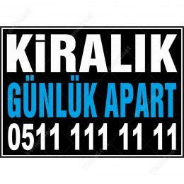 Sahibinden Kiralık Günlük Apart Branda Afişi (Siyah Mavi Renk)