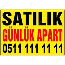 Satılık Günlük Apart Branda Afişi