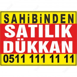 Sahibinden Satılık Dükkan Branda Afişi (Sarı Kırmızı Renk)