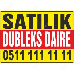 Satılık Dubleks Daire Branda Afişi (Sarı Kırmızı Renk)